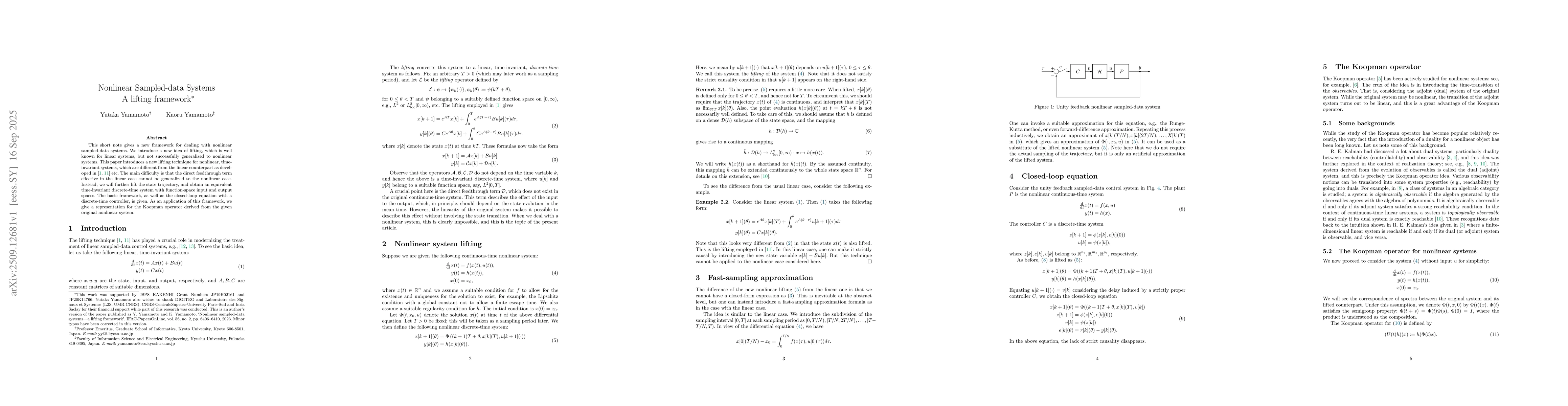 Thumbnail for Nonlinear Sampled-data Systems--A Lifting Framework