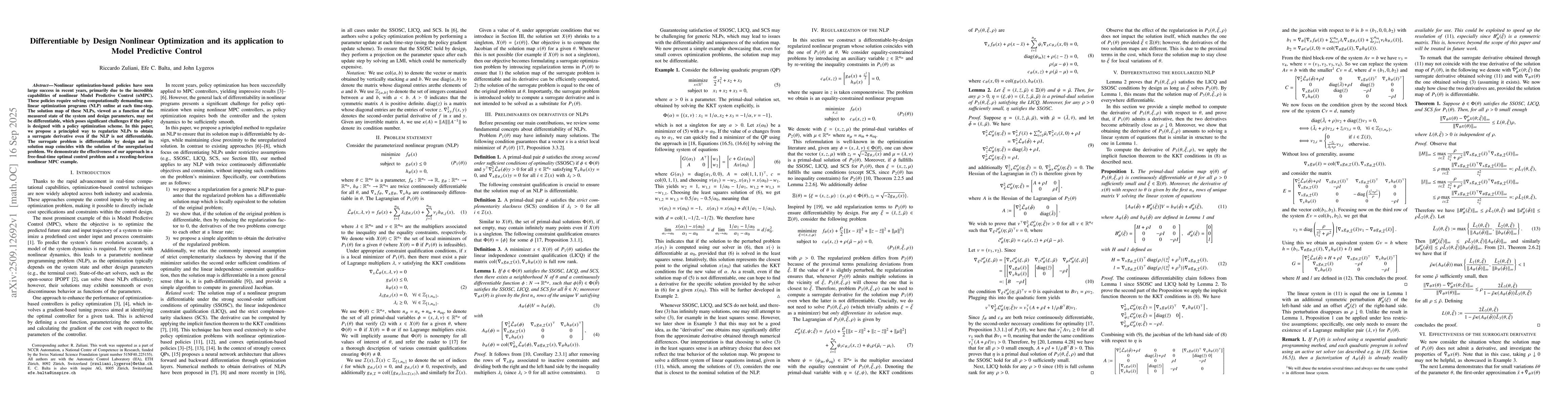 Thumbnail for Differentiable by Design Nonlinear Optimization and its application to
  Model Predictive Control