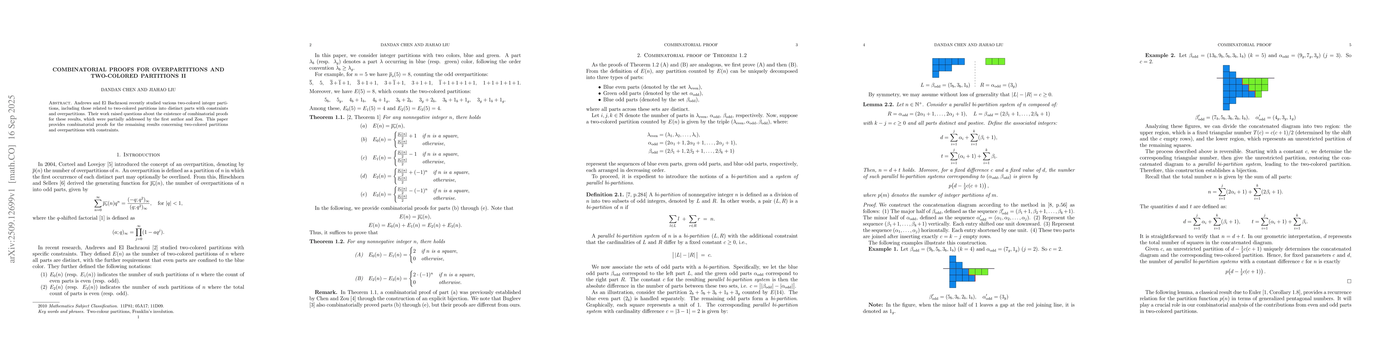 Thumbnail for Combinatorial Proofs for Overpartitions and Two-Colored Partitions II