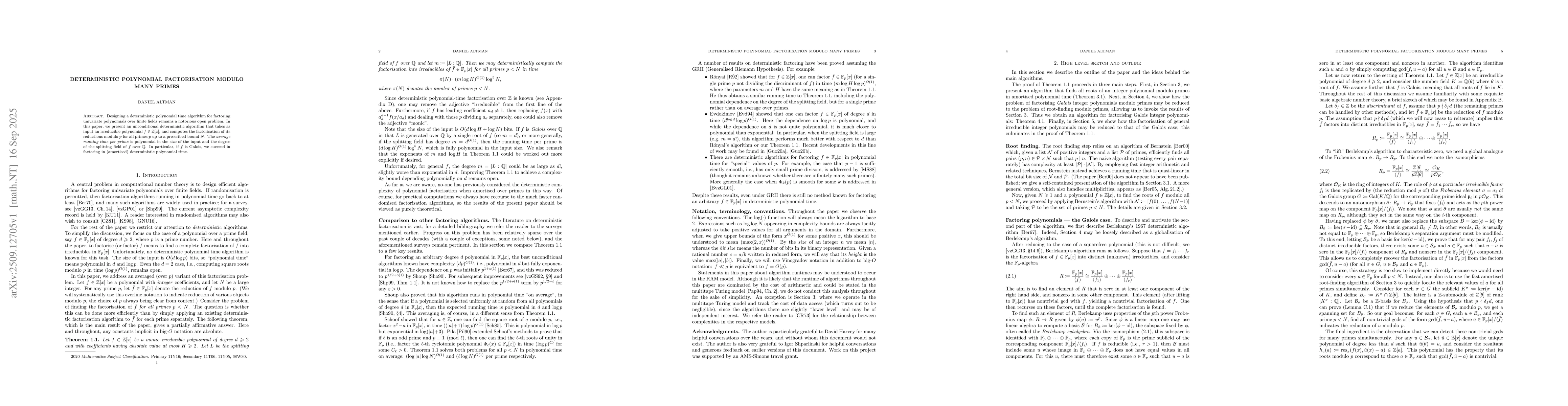 Thumbnail for Deterministic polynomial factorisation modulo many primes