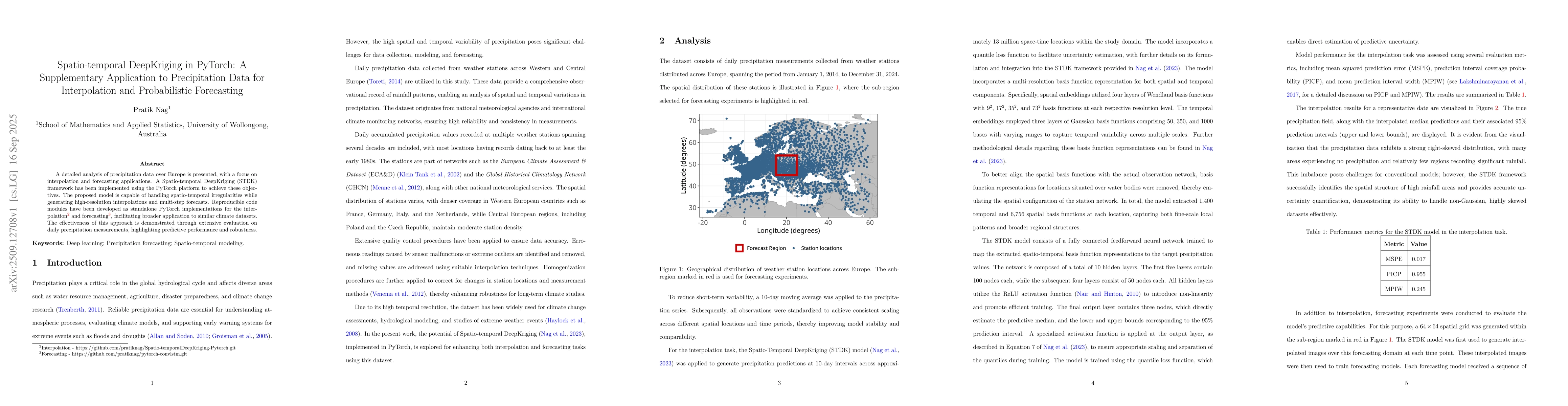 Thumbnail for Spatio-temporal DeepKriging in PyTorch: A Supplementary Application to
  Precipitation Data for Interpolation and Probabilistic Forecasting
