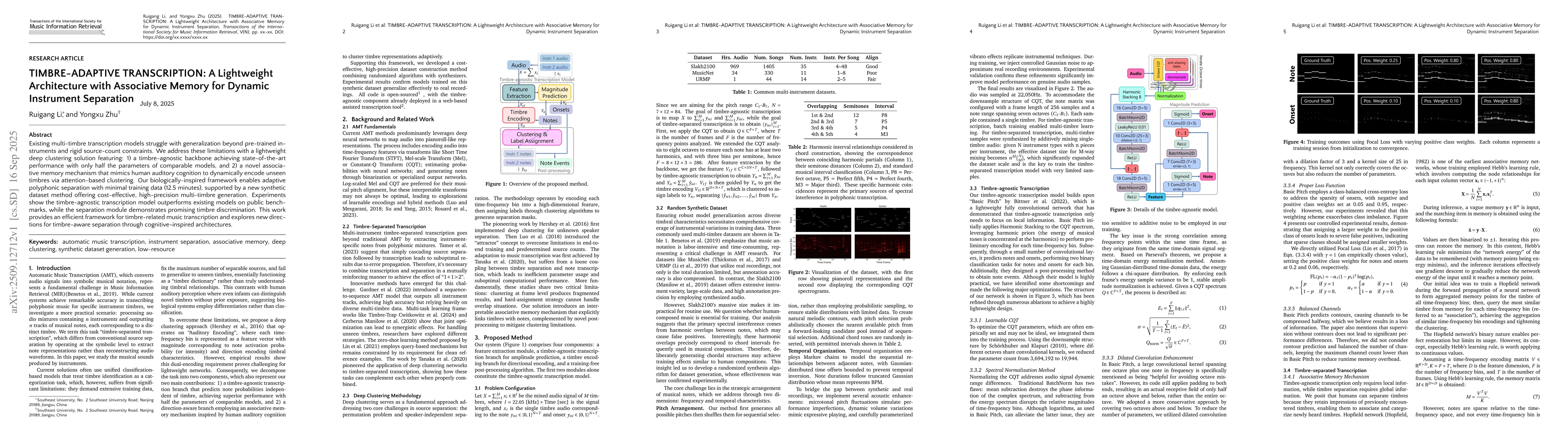 Thumbnail for Timbre-Adaptive Transcription: A Lightweight Architecture with
  Associative Memory for Dynamic Instrument Separation