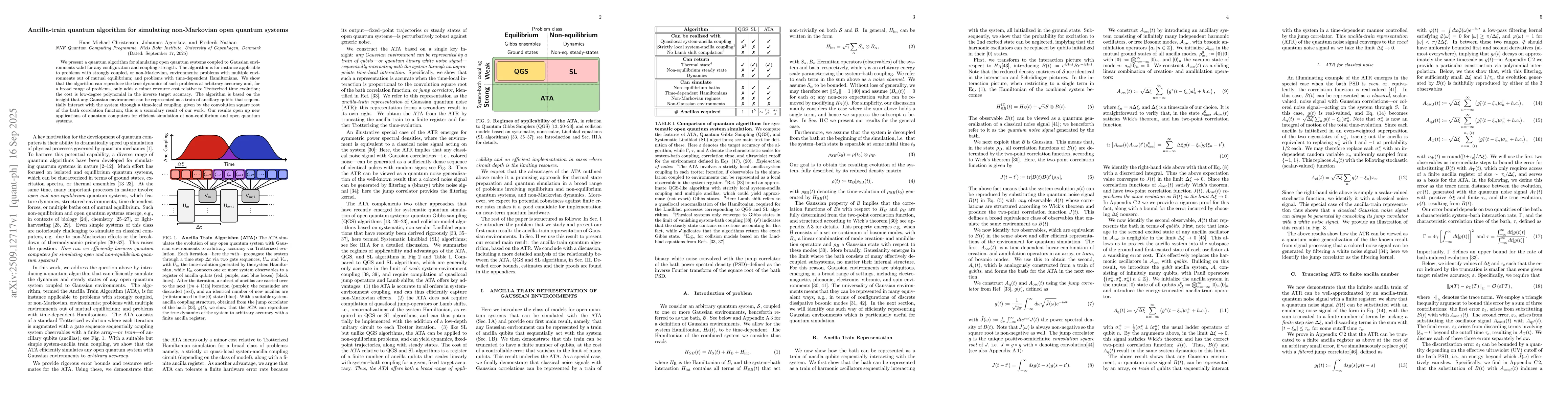 Thumbnail for Ancilla-train quantum algorithm for simulating non-Markovian open
  quantum systems