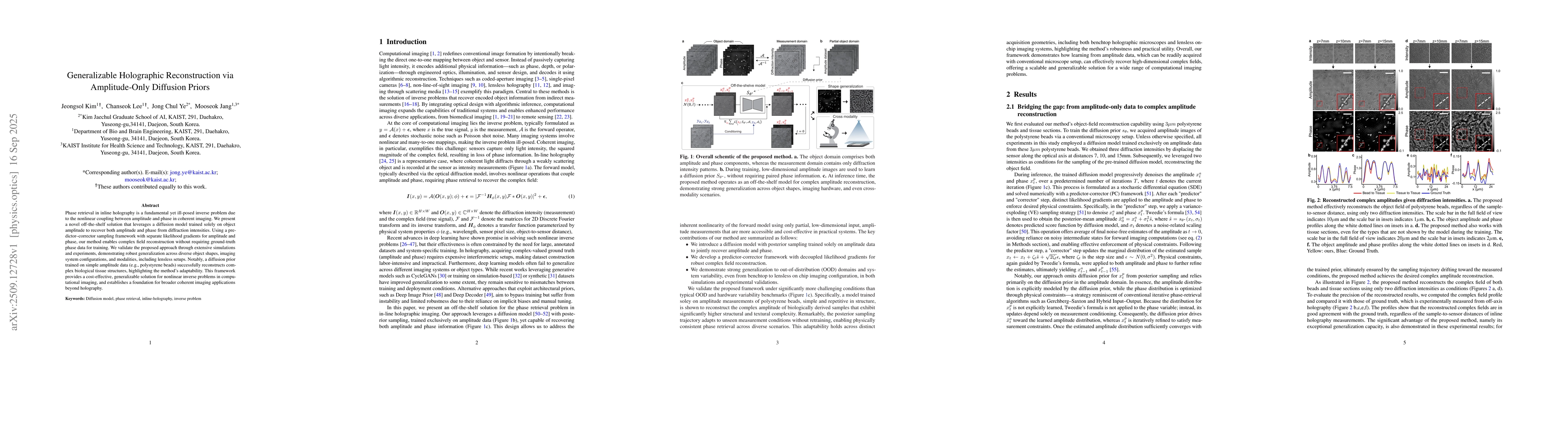 Thumbnail for Generalizable Holographic Reconstruction via Amplitude-Only Diffusion
  Priors