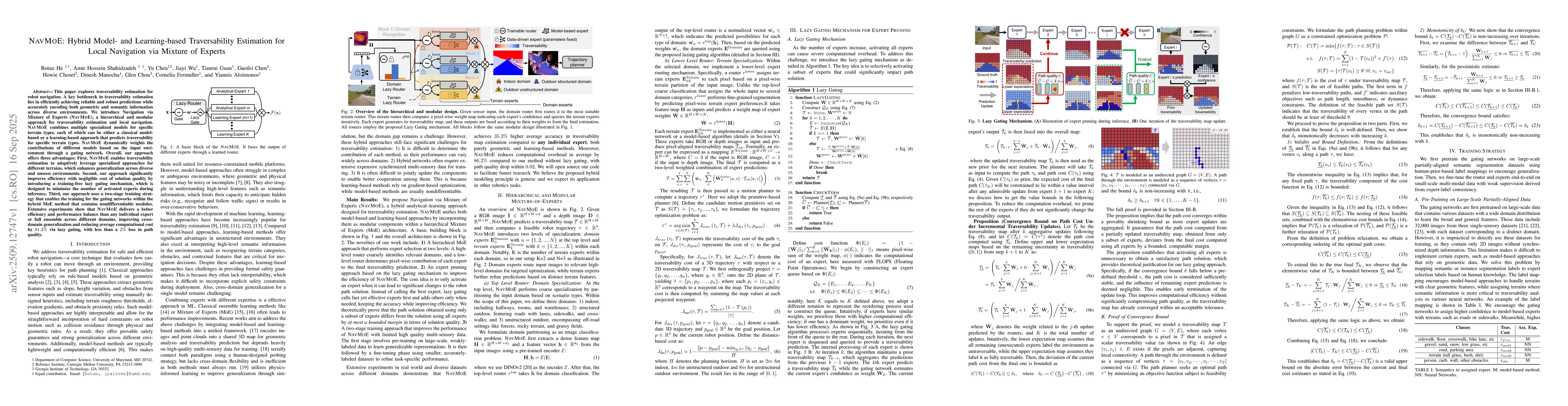 Thumbnail for NavMoE: Hybrid Model- and Learning-based Traversability Estimation for
  Local Navigation via Mixture of Experts