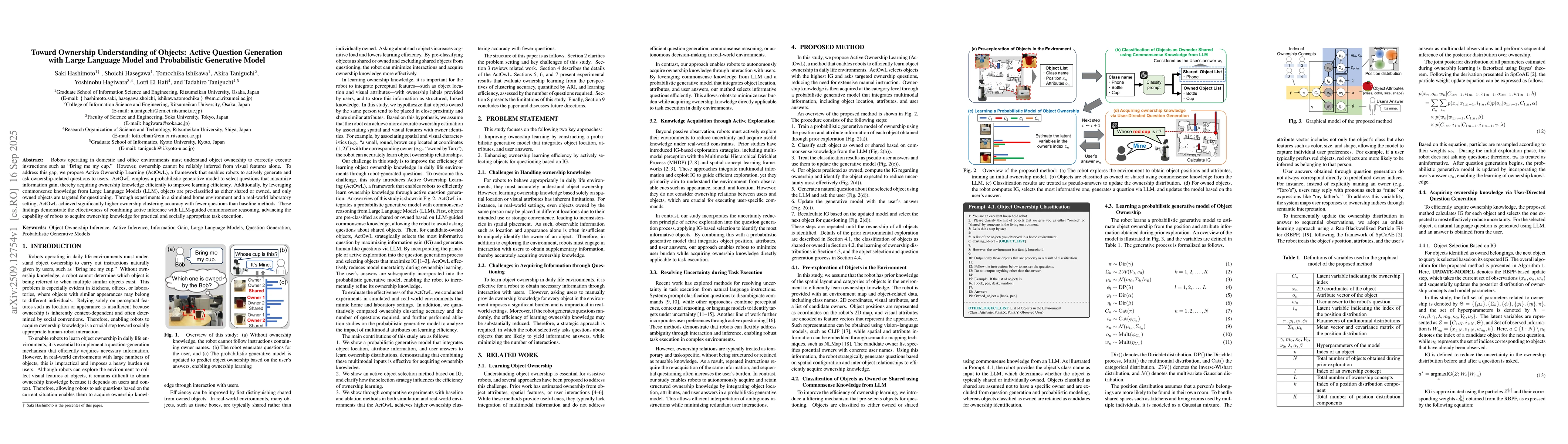Thumbnail for Toward Ownership Understanding of Objects: Active Question Generation
  with Large Language Model and Probabilistic Generative Model