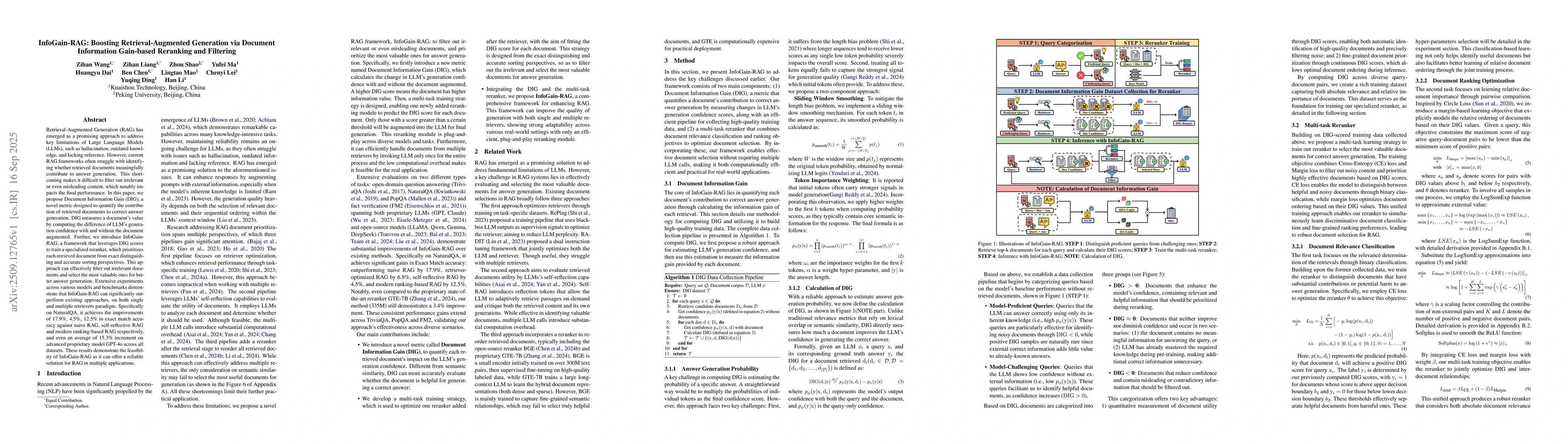 Thumbnail for InfoGain-RAG: Boosting Retrieval-Augmented Generation via Document
  Information Gain-based Reranking and Filtering