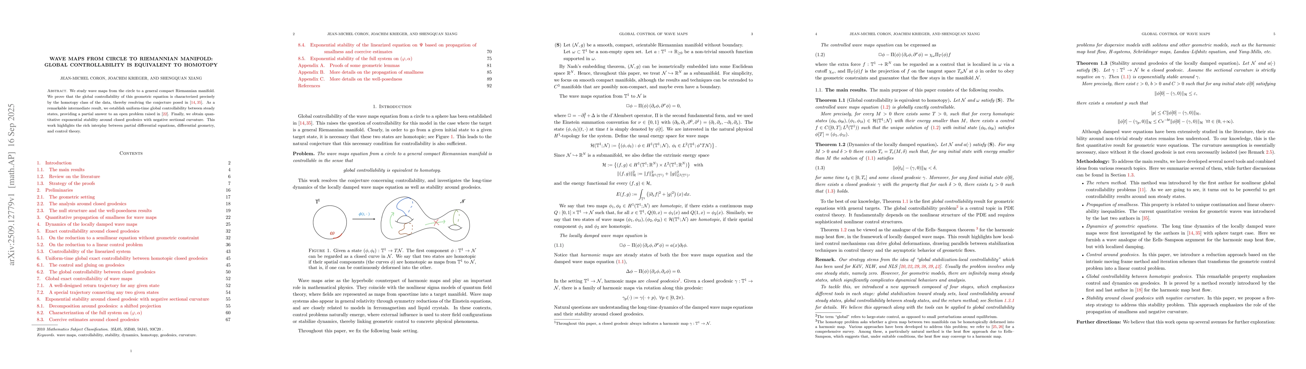 Thumbnail for Wave maps from circle to Riemannian manifold: global controllability is
  equivalent to homotopy