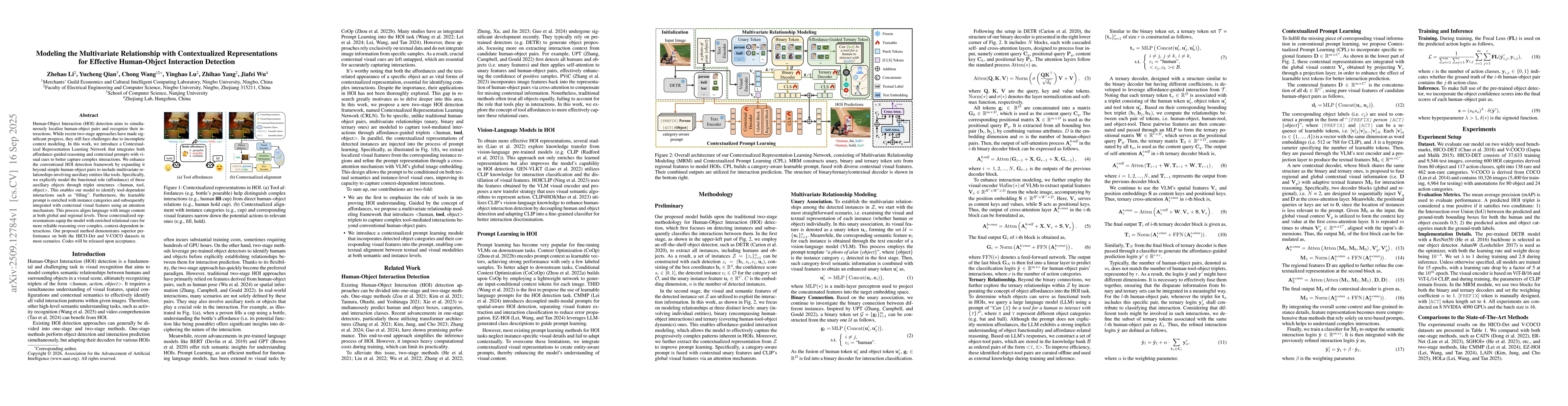Thumbnail for Modeling the Multivariate Relationship with Contextualized
  Representations for Effective Human-Object Interaction Detection