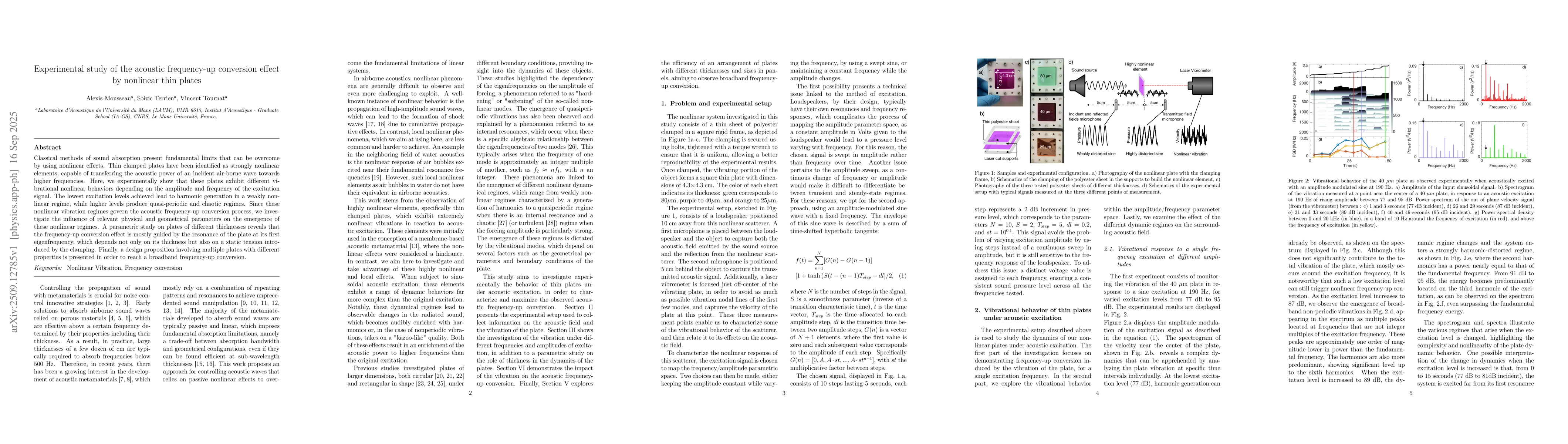 Thumbnail for Experimental study of the acoustic frequency-up conversion effect by
  nonlinear thin plates