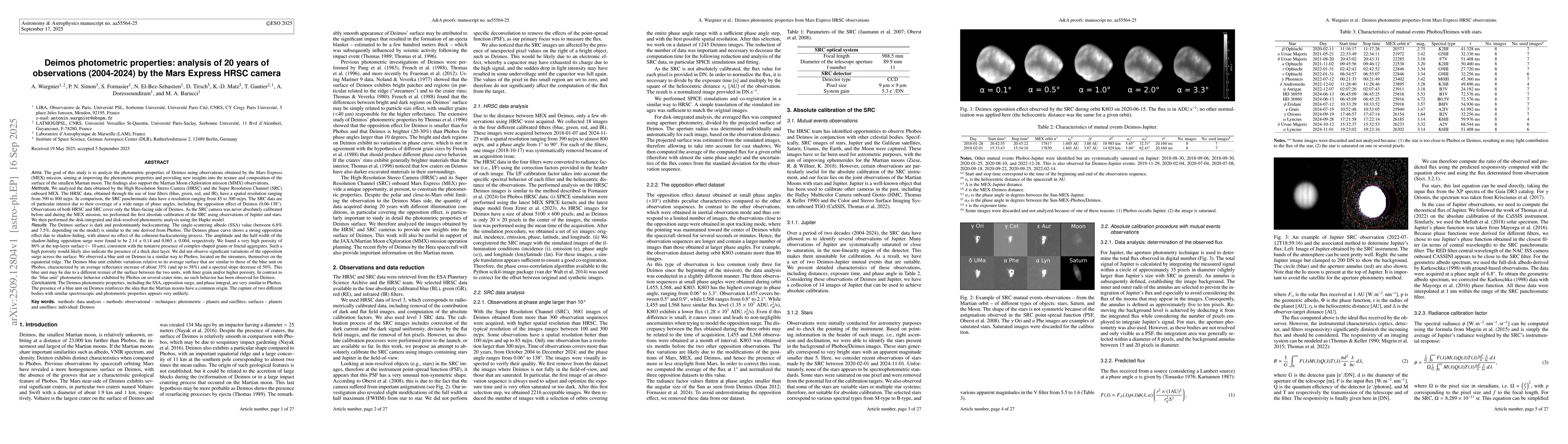 Thumbnail for Deimos photometric properties: analysis of 20 years of observations
  (2004-2024) by the Mars Express HRSC camera