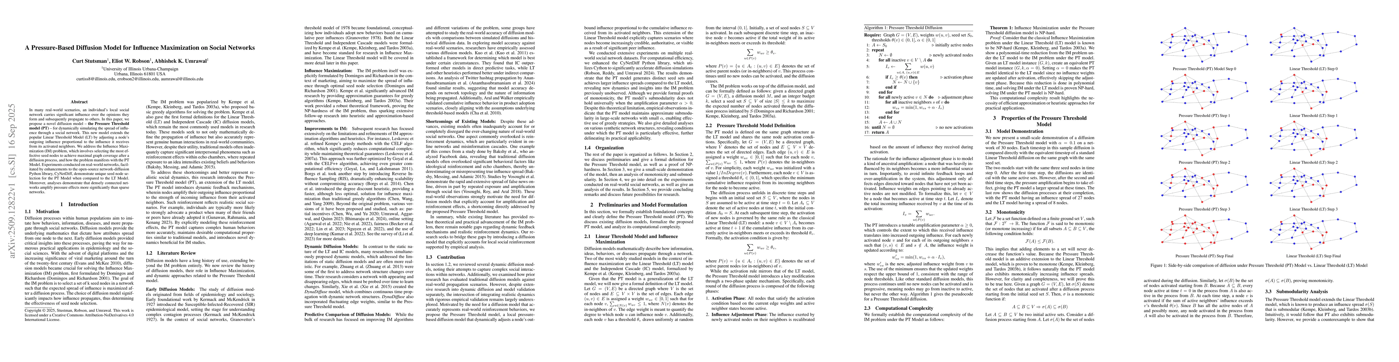 Thumbnail for A Pressure-Based Diffusion Model for Influence Maximization on Social
  Networks
