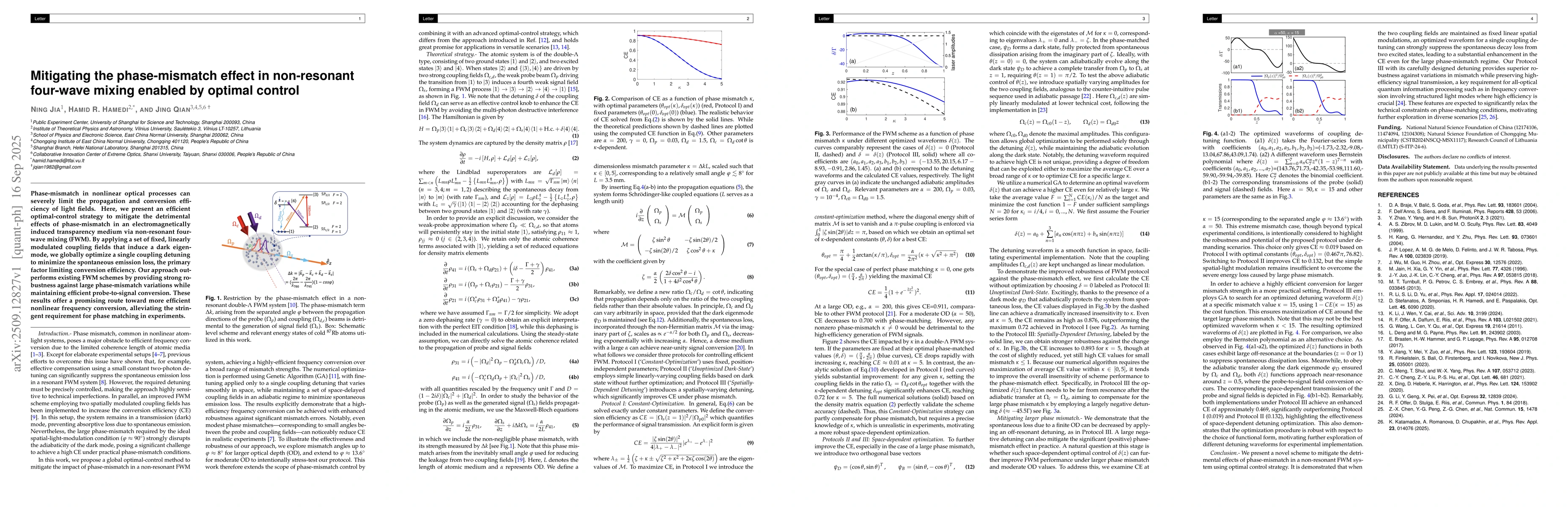 Thumbnail for Mitigating the phase-mismatch effect in non-resonant four-wave mixing
  enabled by optimal control
