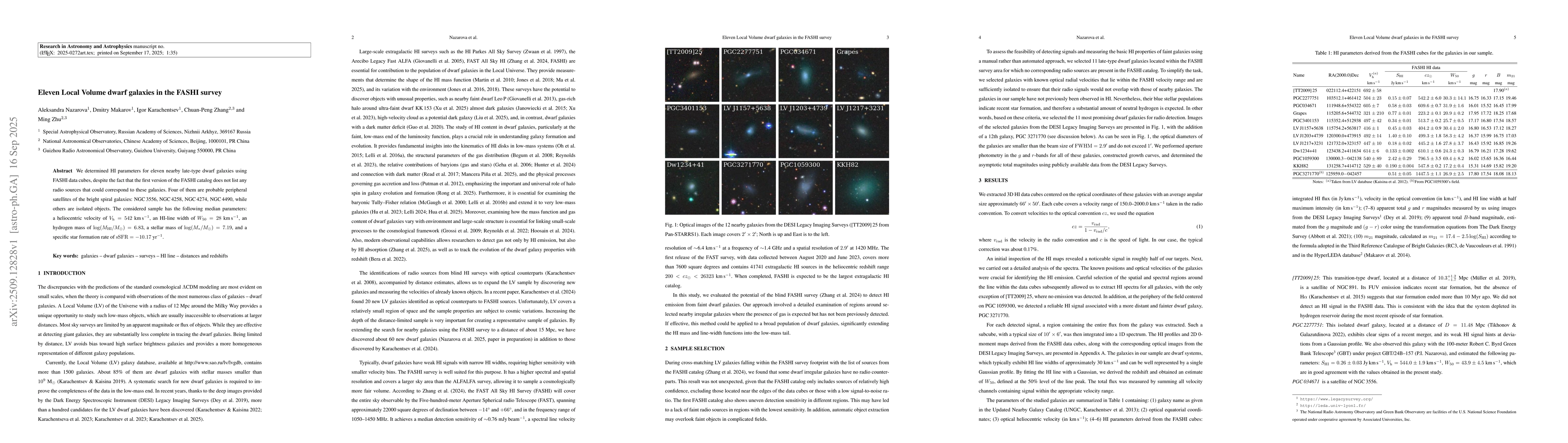 Thumbnail for Eleven Local Volume dwarf galaxies in the FASHI survey