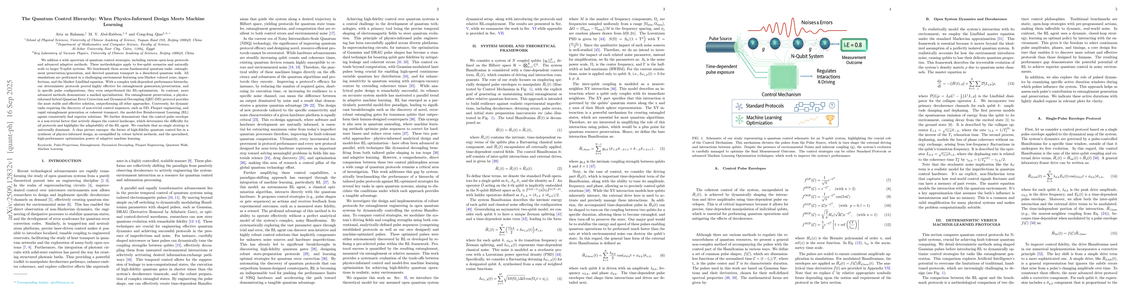 Thumbnail for The Quantum Control Hierarchy: When Physics-Informed Design Meets
  Machine Learning