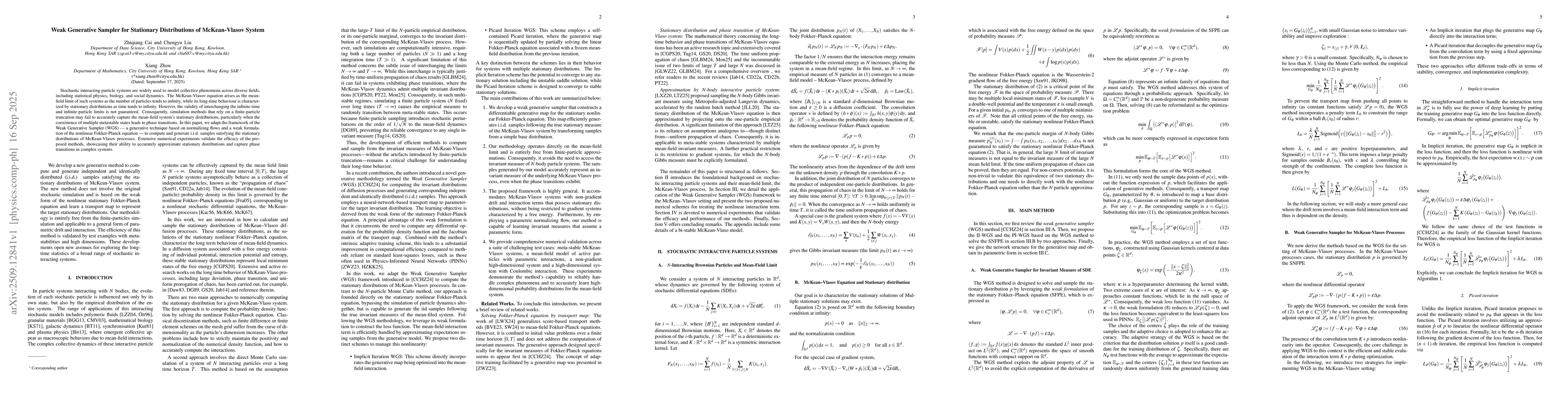 Thumbnail for Weak Generative Sampler for Stationary Distributions of McKean-Vlasov
  System