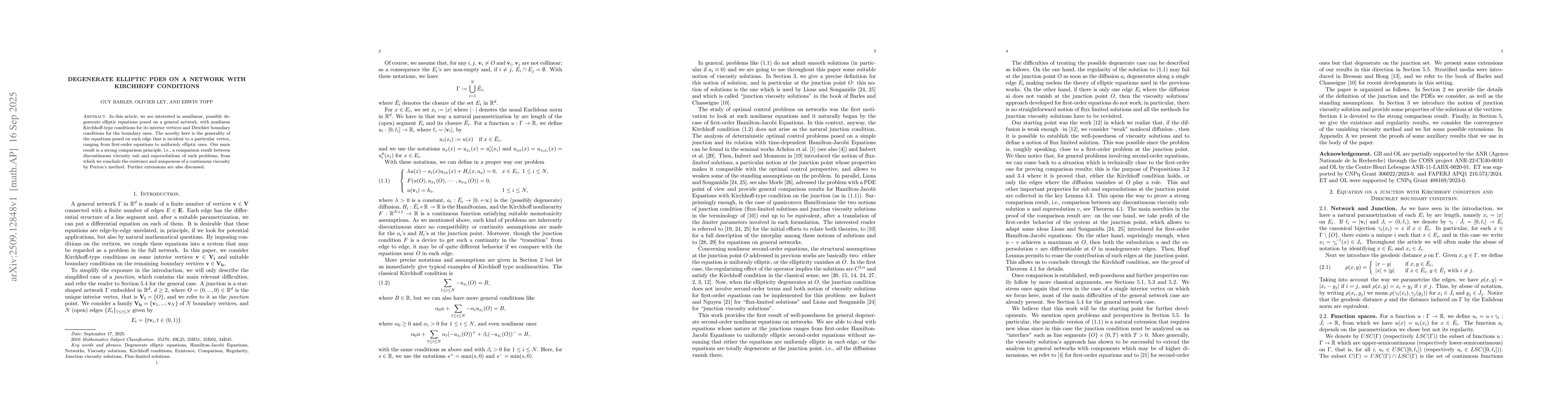 Thumbnail for Degenerate Elliptic PDEs on a Network with Kirchhoff Conditions