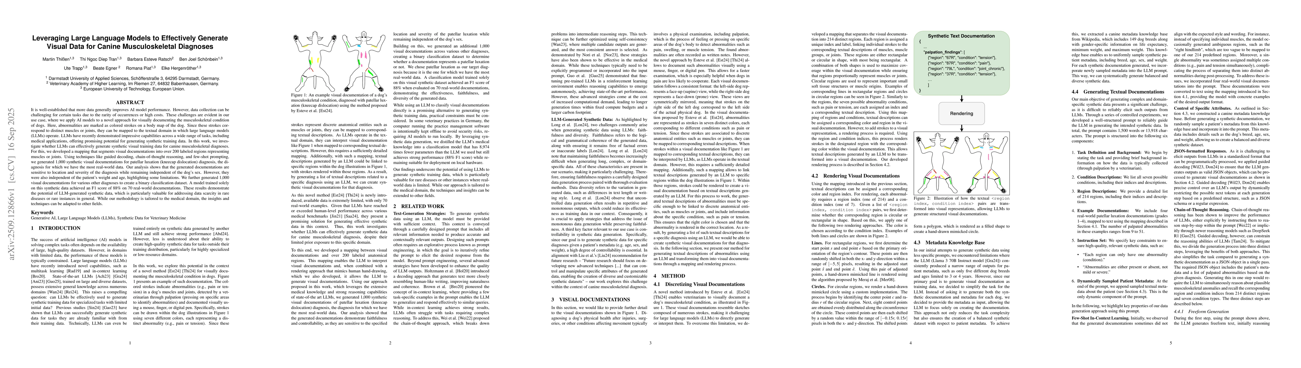 Thumbnail for Leveraging Large Language Models to Effectively Generate Visual Data for
  Canine Musculoskeletal Diagnoses