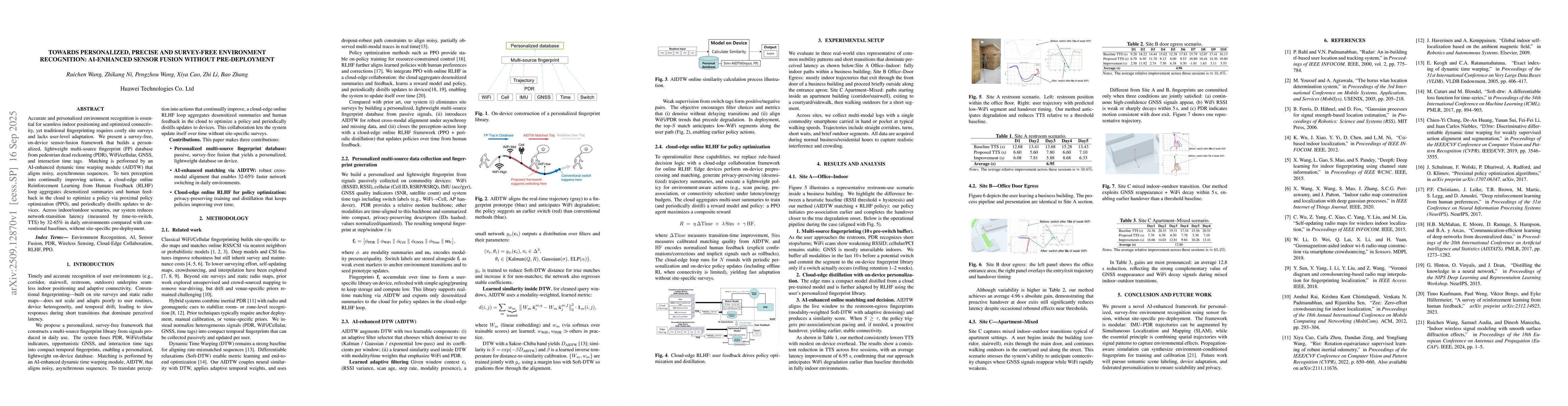 Thumbnail for Towards personalized, precise and survey-free environment recognition:
  AI-enhanced sensor fusion without pre-deployment