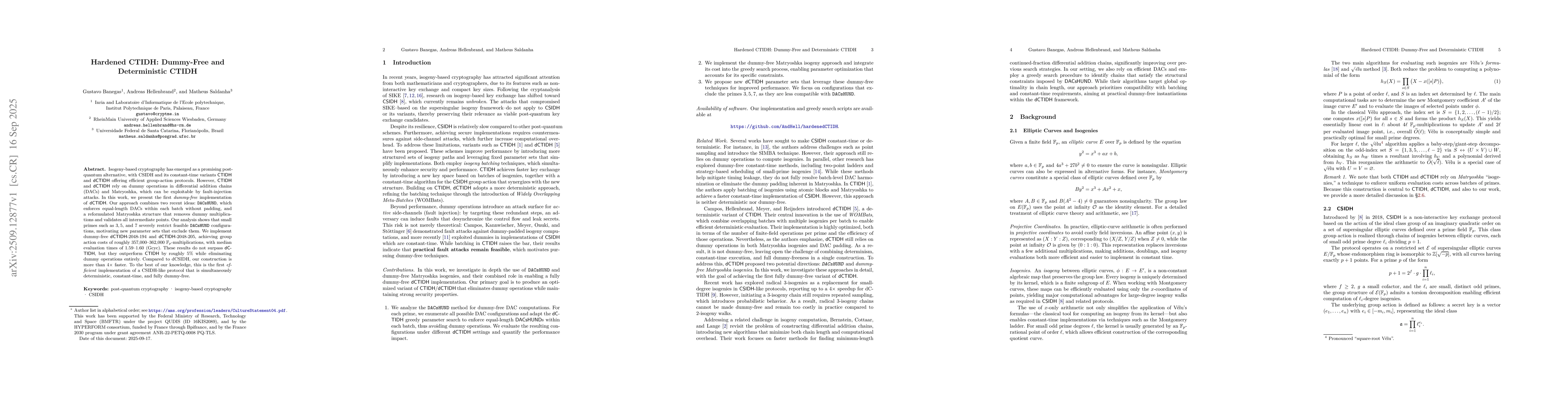 Thumbnail for Hardened CTIDH: Dummy-Free and Deterministic CTIDH