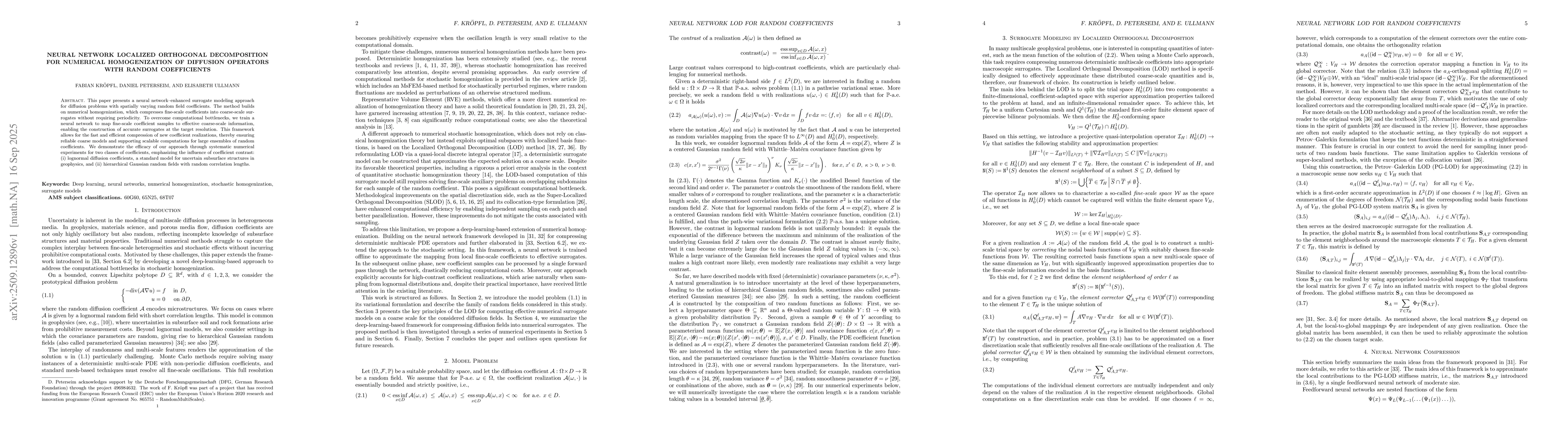 Thumbnail for Neural Network Localized Orthogonal Decomposition for Numerical
  Homogenization of Diffusion Operators with Random Coefficients