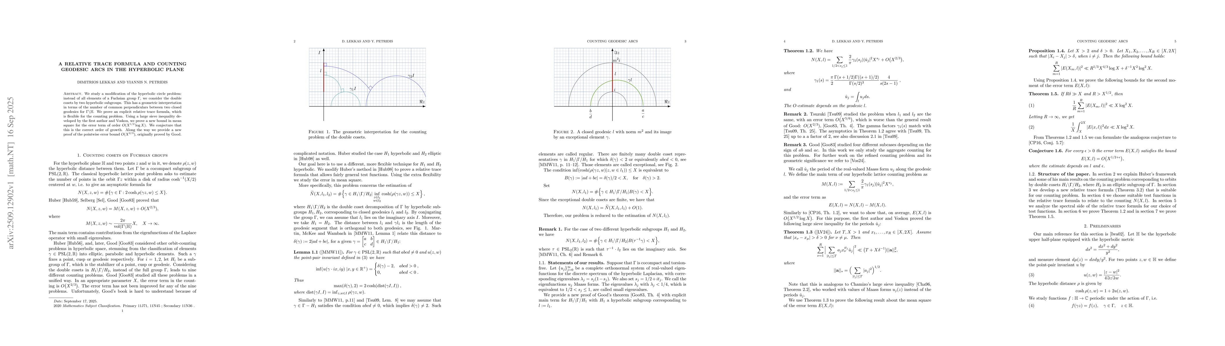 Thumbnail for A relative trace formula and counting geodesic arcs in the hyperbolic
  plane