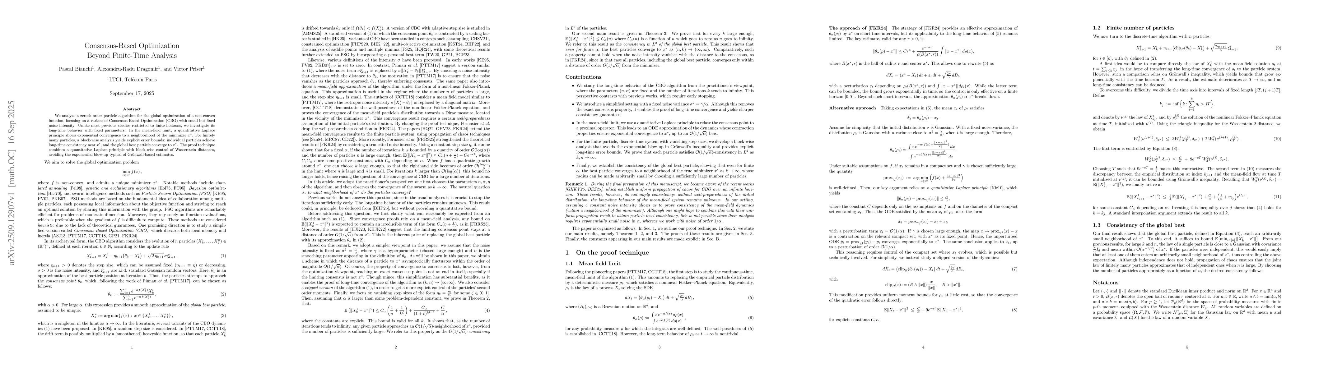 Thumbnail for Consensus-Based Optimization Beyond Finite-Time Analysis