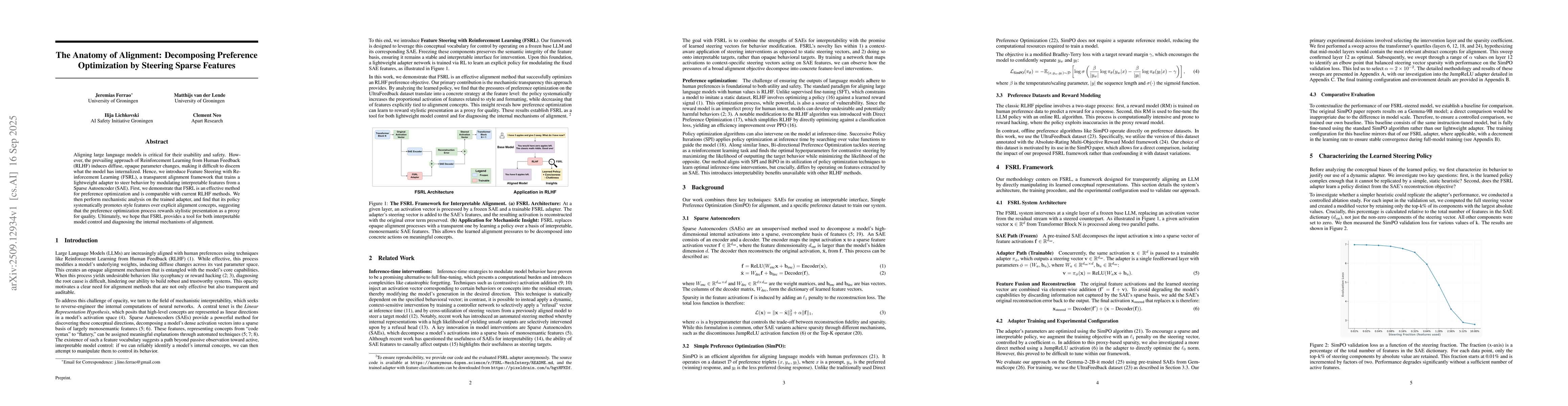 Thumbnail for The Anatomy of Alignment: Decomposing Preference Optimization by
  Steering Sparse Features