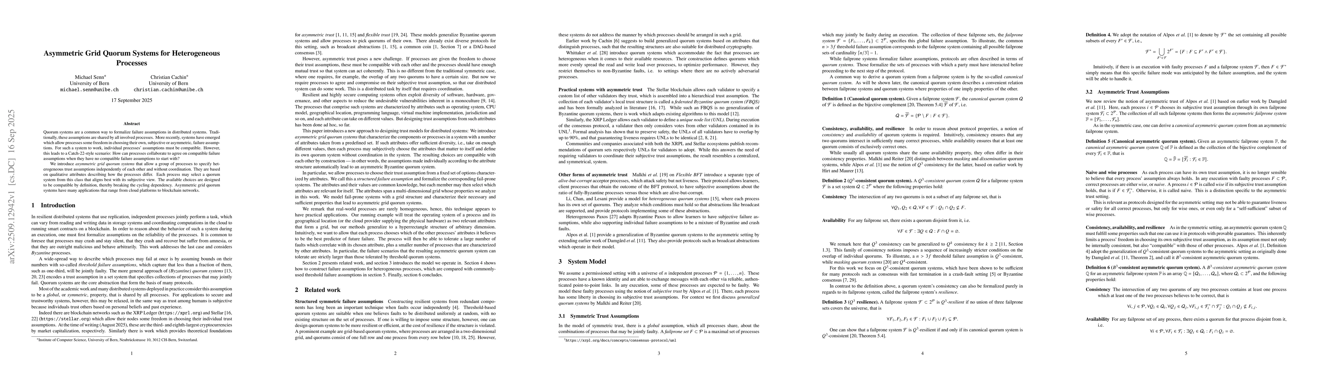 Thumbnail for Asymmetric Grid Quorum Systems for Heterogeneous Processes