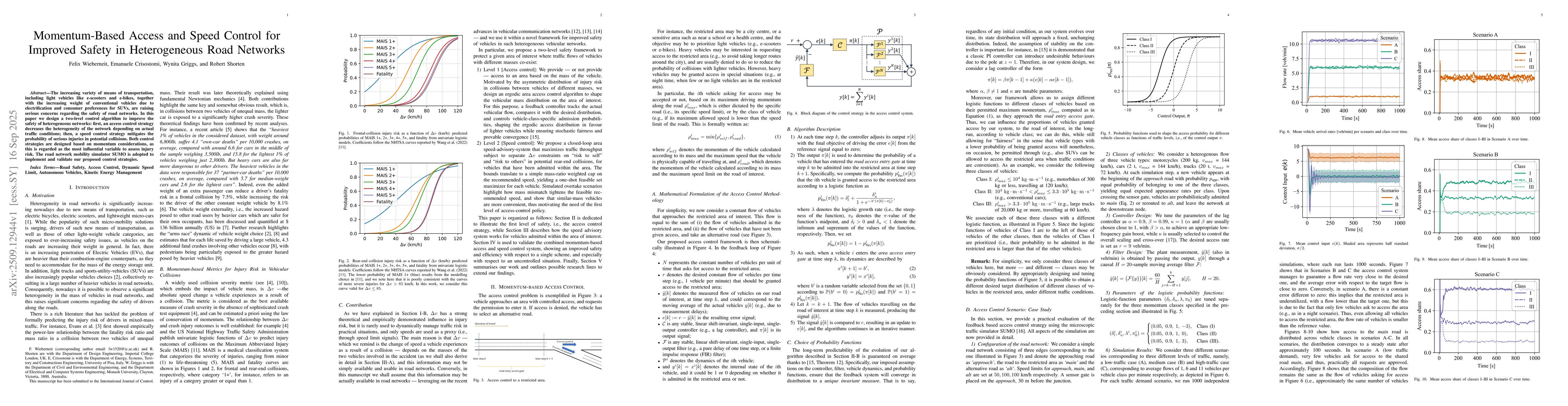 Thumbnail for Momentum-Based Access and Speed Control for Improved Safety in
  Heterogeneous Road Networks