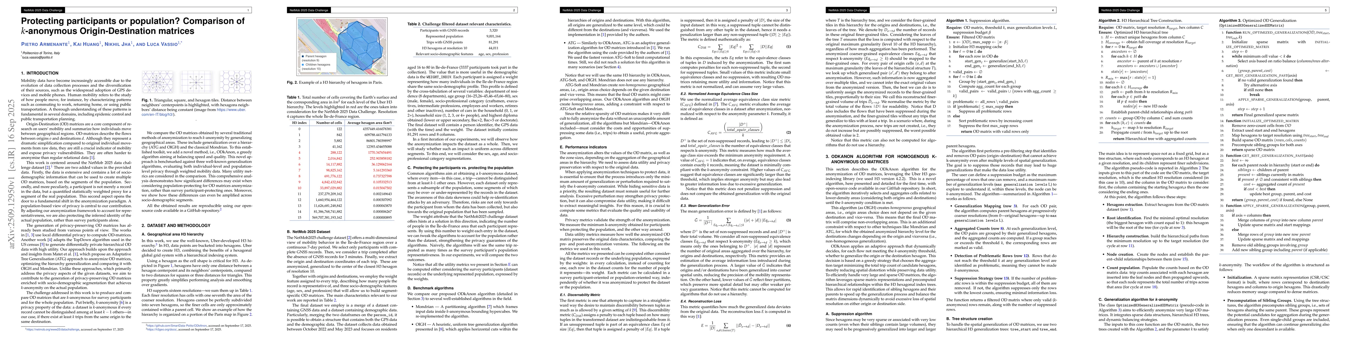 Thumbnail for Protecting participants or population? Comparison of k-anonymous
  Origin-Destination matrices