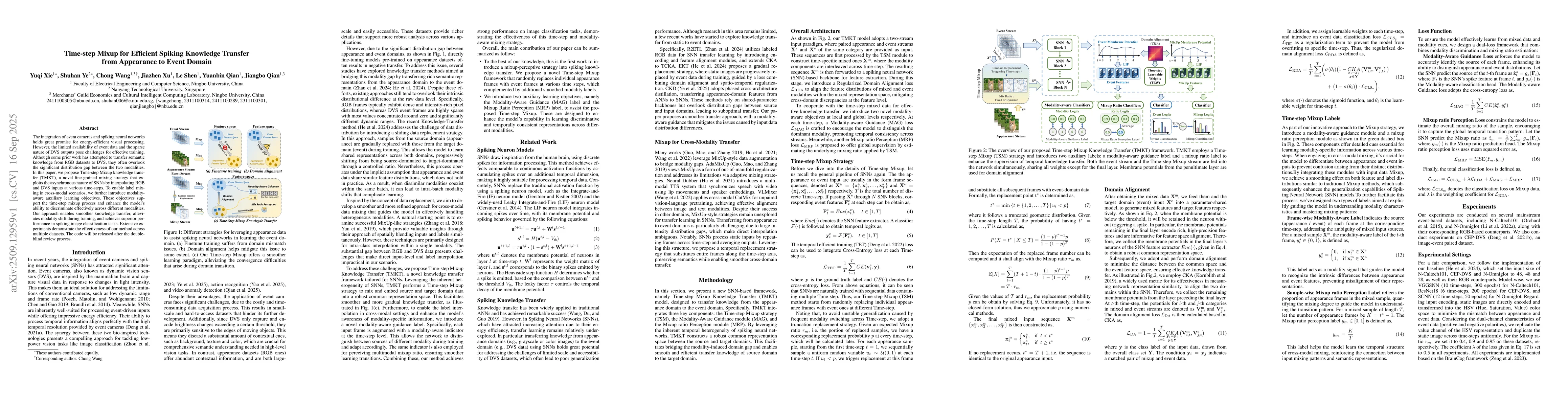 Thumbnail for Time-step Mixup for Efficient Spiking Knowledge Transfer from Appearance
  to Event Domain