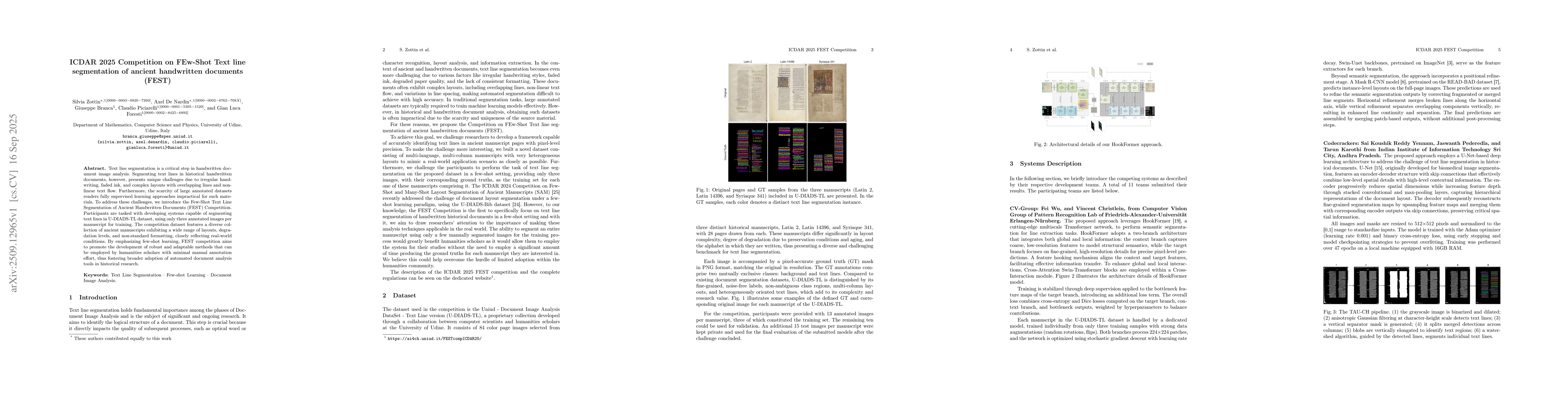 Thumbnail for ICDAR 2025 Competition on FEw-Shot Text line segmentation of ancient
  handwritten documents (FEST)
