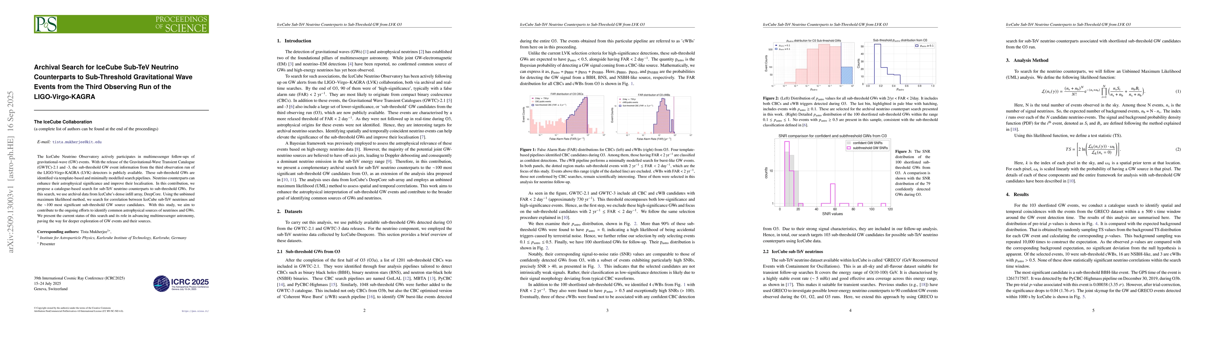 Thumbnail for Archival Search for IceCube Sub-TeV Neutrino Counterparts to
  Sub-Threshold Gravitational Wave Events from the Third Observing Run of the
  LIGO-Virgo-KAGRA