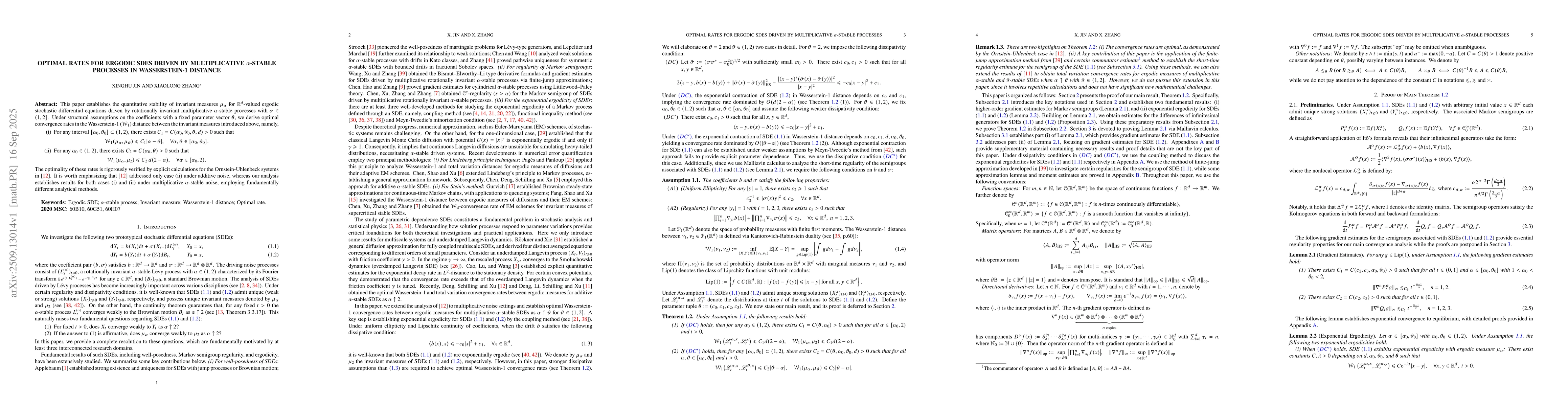 Thumbnail for Optimal Rates for Ergodic SDEs Driven by Multiplicative $α$-Stable
  Processes in Wasserstein-1 distance
