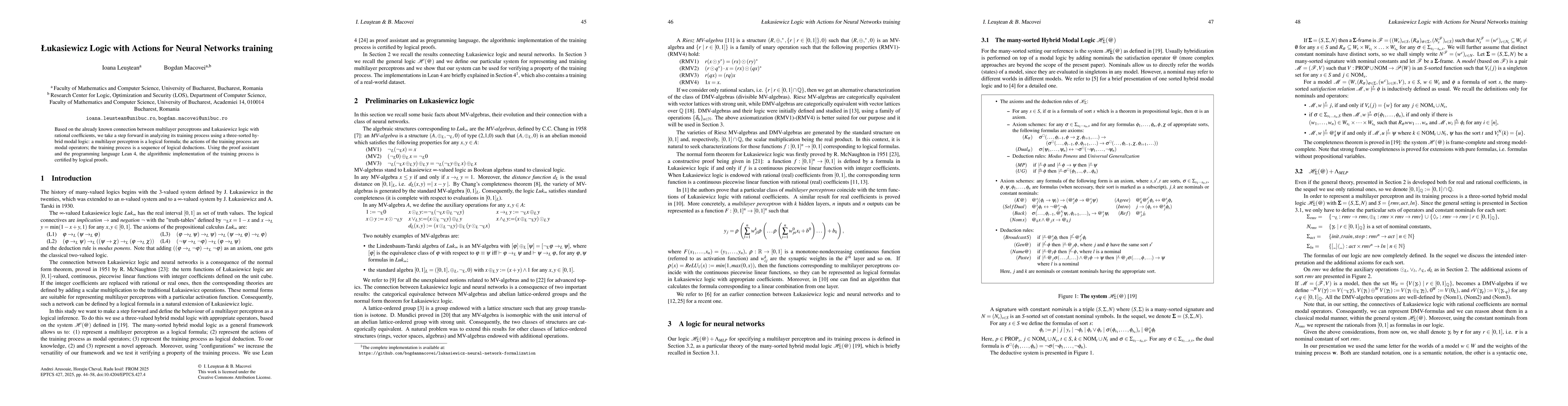 Thumbnail for Łukasiewicz Logic with Actions for Neural Networks training