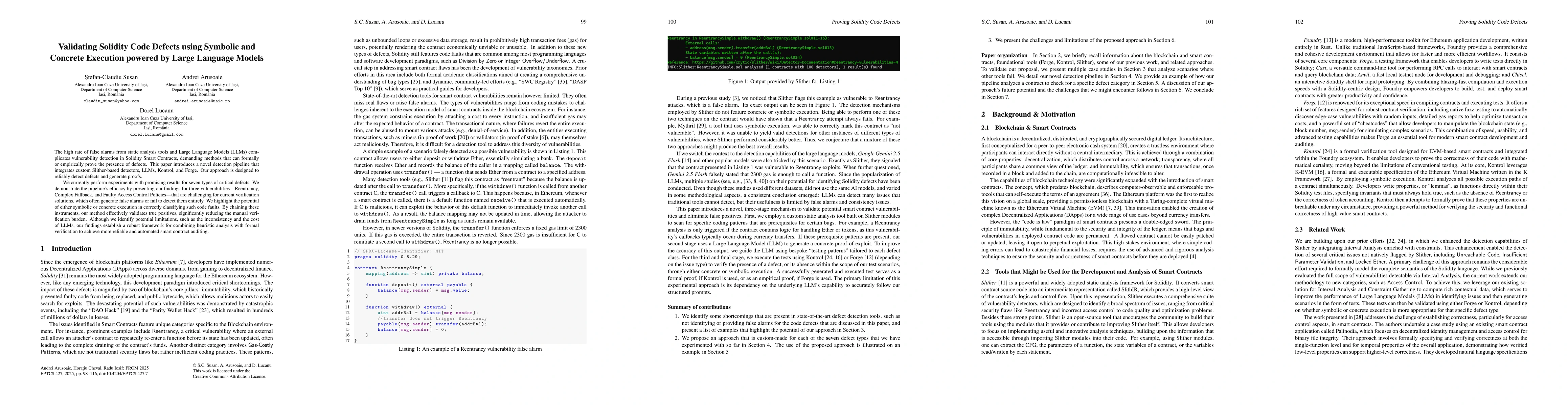 Thumbnail for Validating Solidity Code Defects using Symbolic and Concrete Execution
  powered by Large Language Models