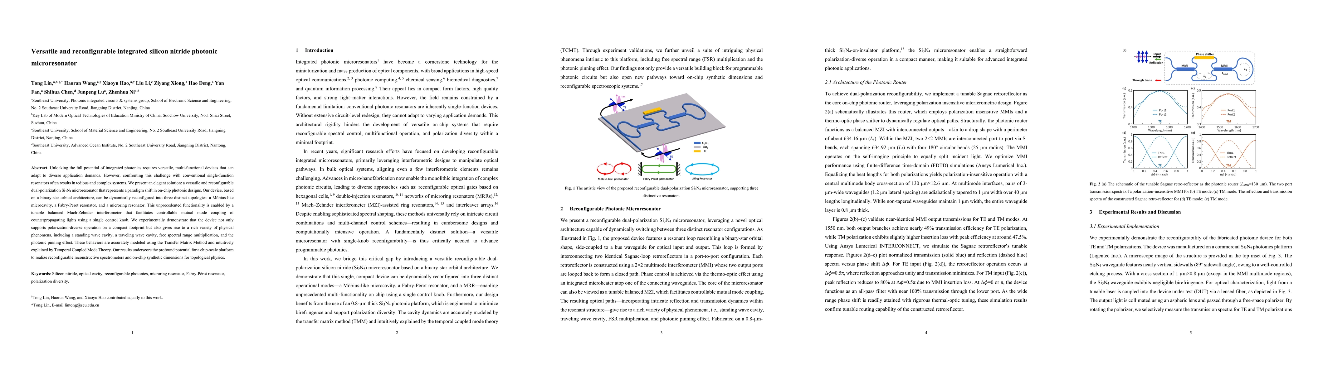 Thumbnail for Versatile and reconfigurable integrated silicon nitride photonic
  microresonator