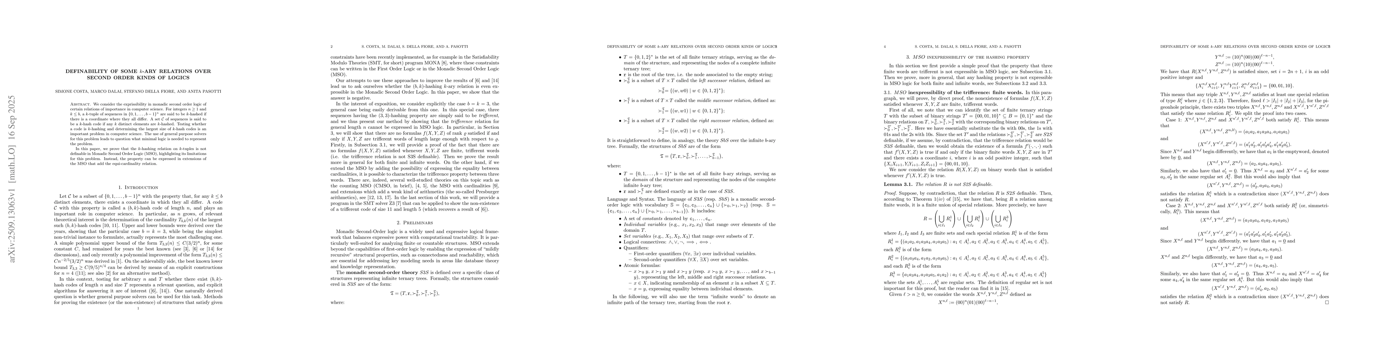 Thumbnail for Definability of some $k$-ary Relations Over Second Order kinds of Logics