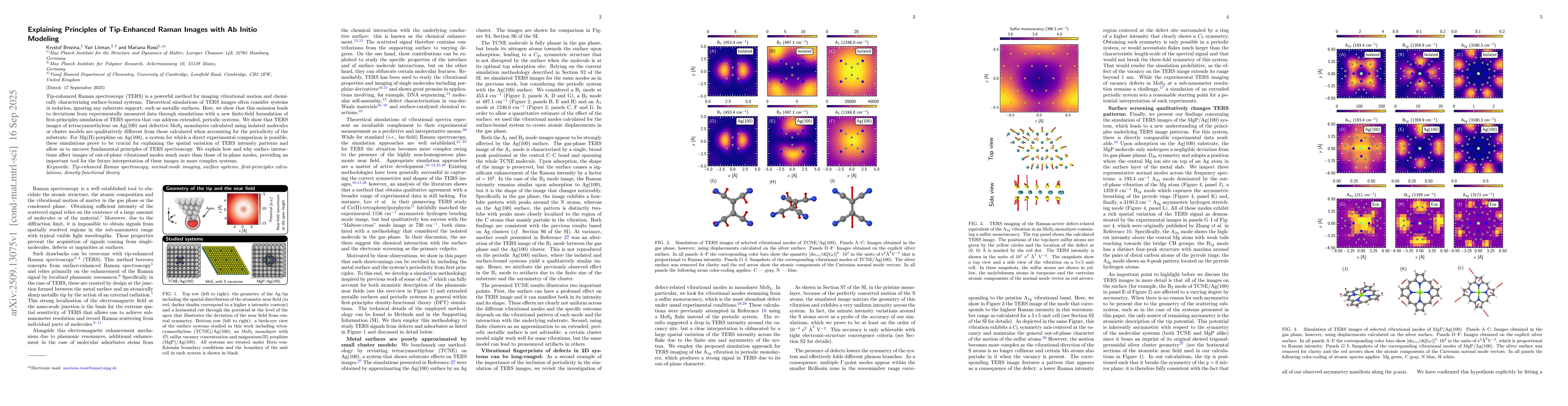 Thumbnail for Explaining Principles of Tip-Enhanced Raman Images with Ab Initio
  Modeling