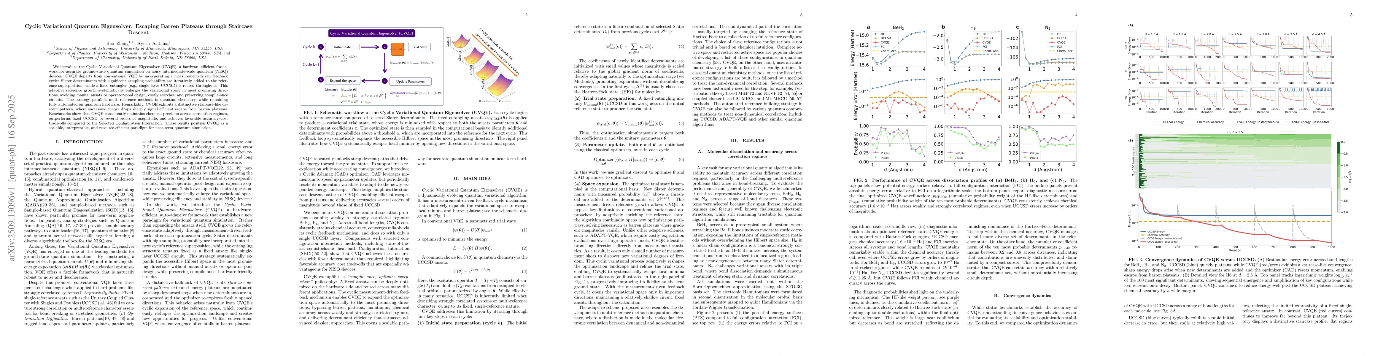 Thumbnail for Cyclic Variational Quantum Eigensolver: Escaping Barren Plateaus through
  Staircase Descent