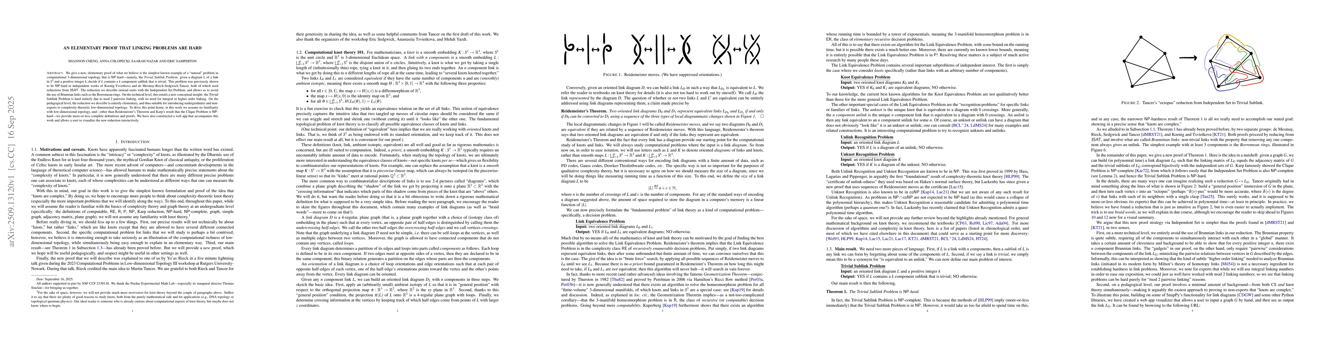 Thumbnail for An elementary proof that linking problems are hard
