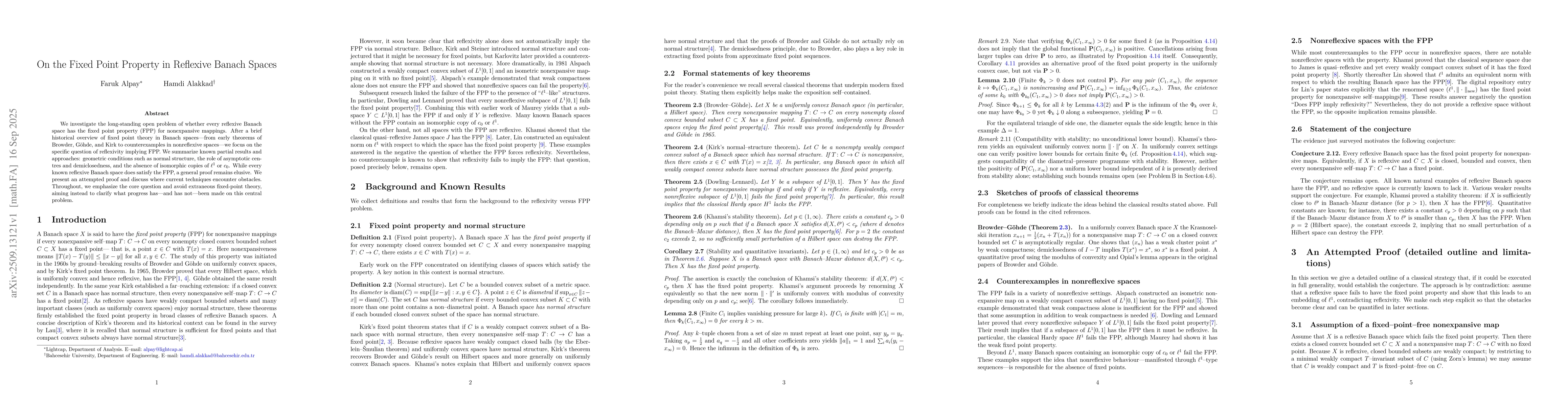 Thumbnail for On the Fixed Point Property in Reflexive Banach Spaces