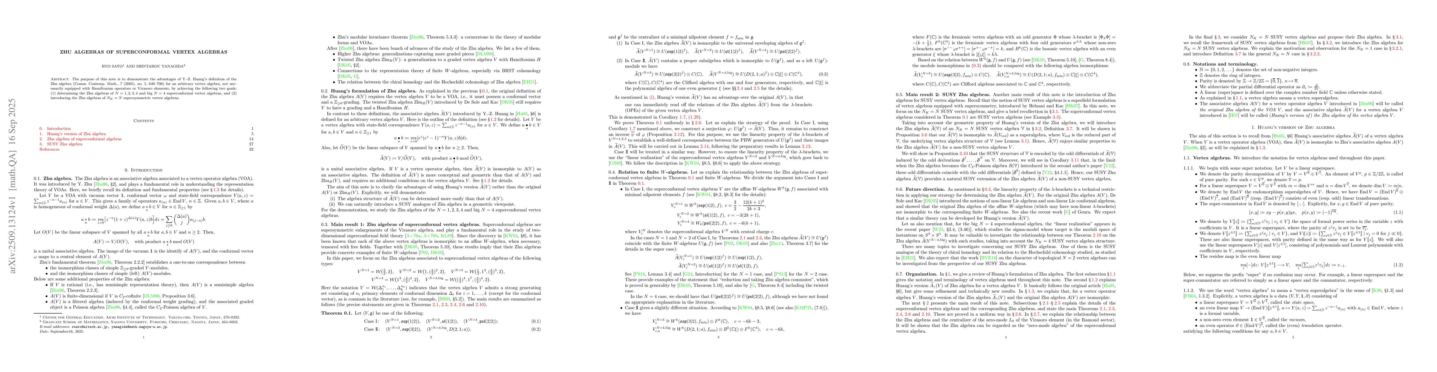 Thumbnail for Zhu algebras of superconformal vertex algebras