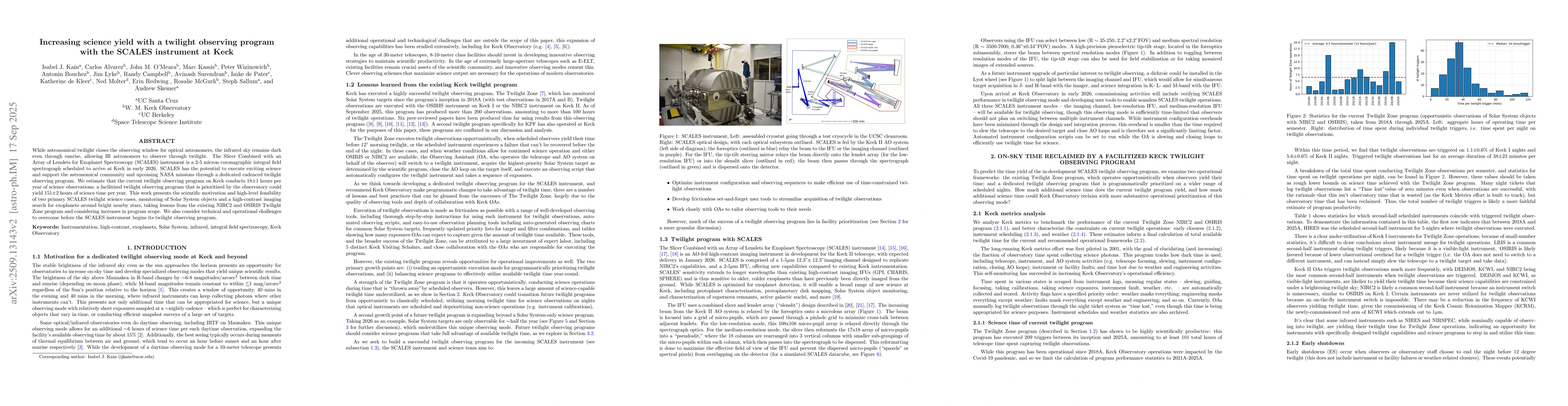 Thumbnail for Increasing science yield with a twilight observing program with the
  SCALES instrument at Keck