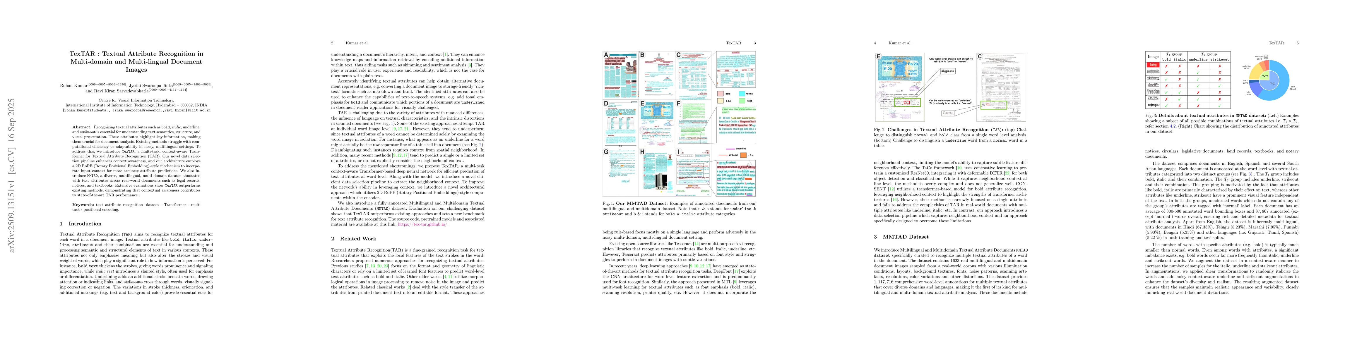 Thumbnail for TexTAR : Textual Attribute Recognition in Multi-domain and Multi-lingual
  Document Images