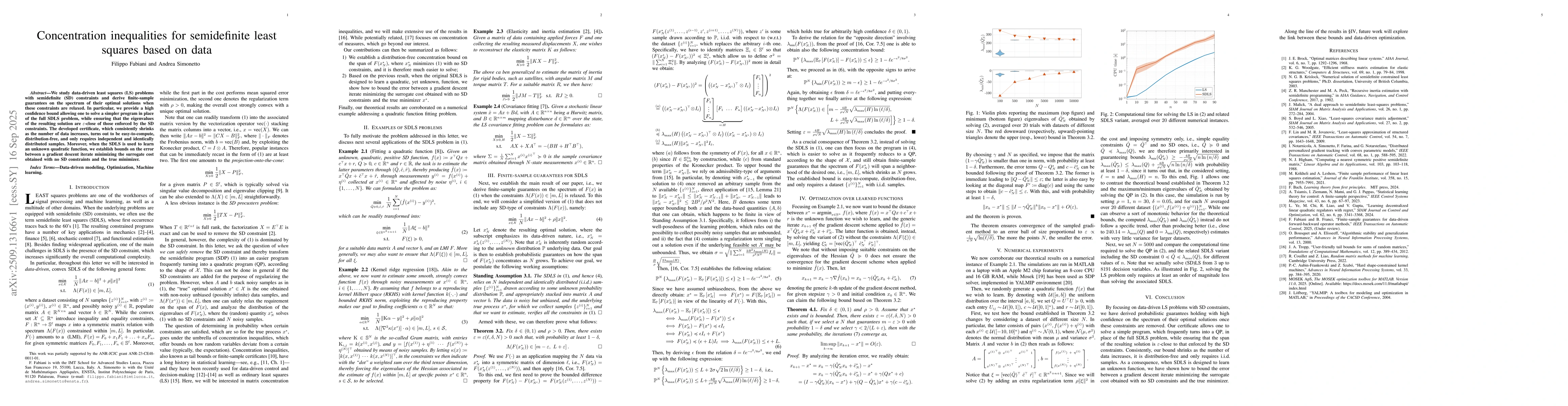 Thumbnail for Concentration inequalities for semidefinite least squares based on data