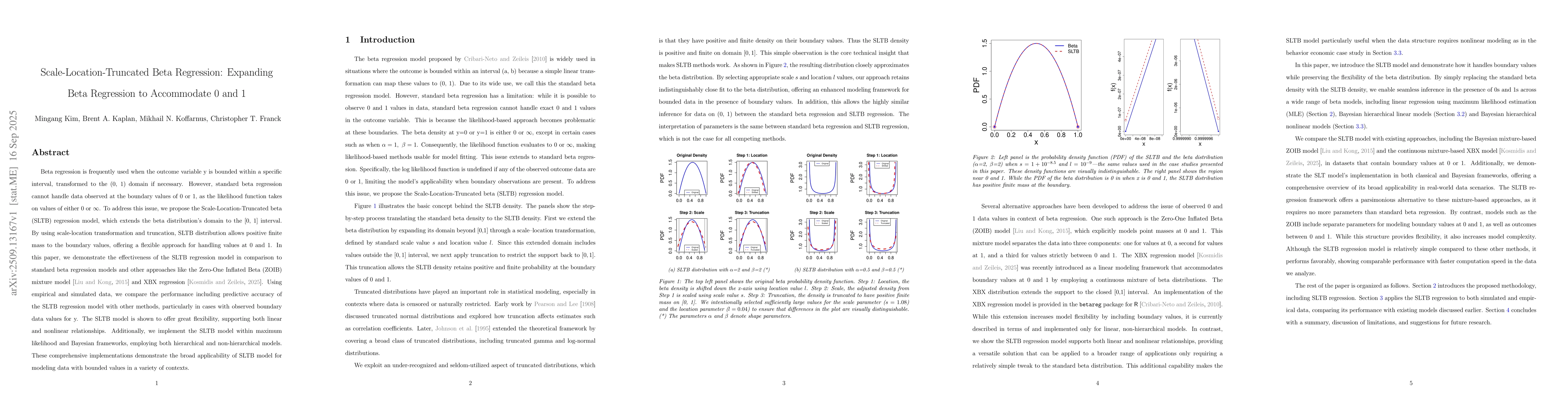Thumbnail for Scale-Location-Truncated Beta Regression: Expanding Beta Regression to
  Accommodate 0 and 1
