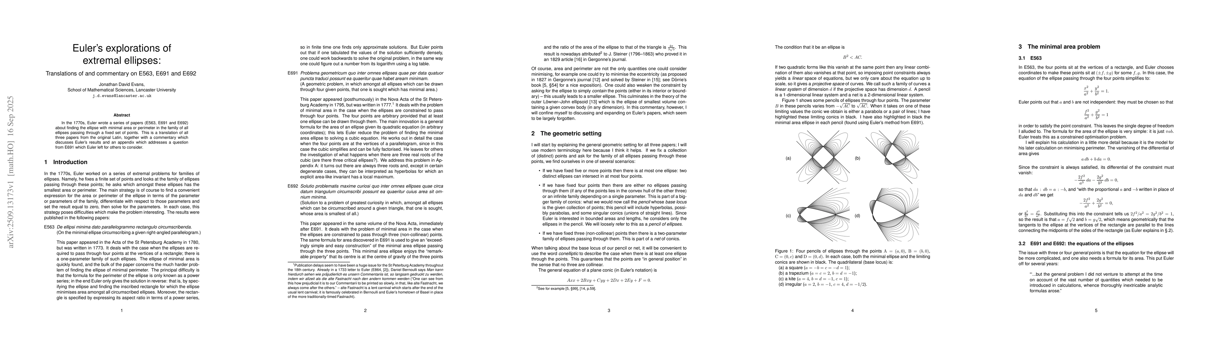 Thumbnail for Euler's explorations of extremal ellipses