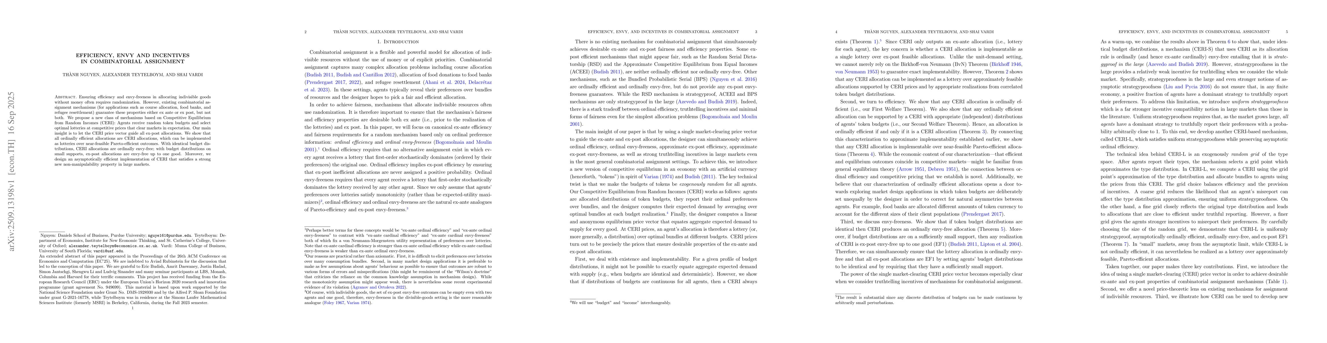 Thumbnail for Efficiency, Envy, and Incentives in Combinatorial Assignment